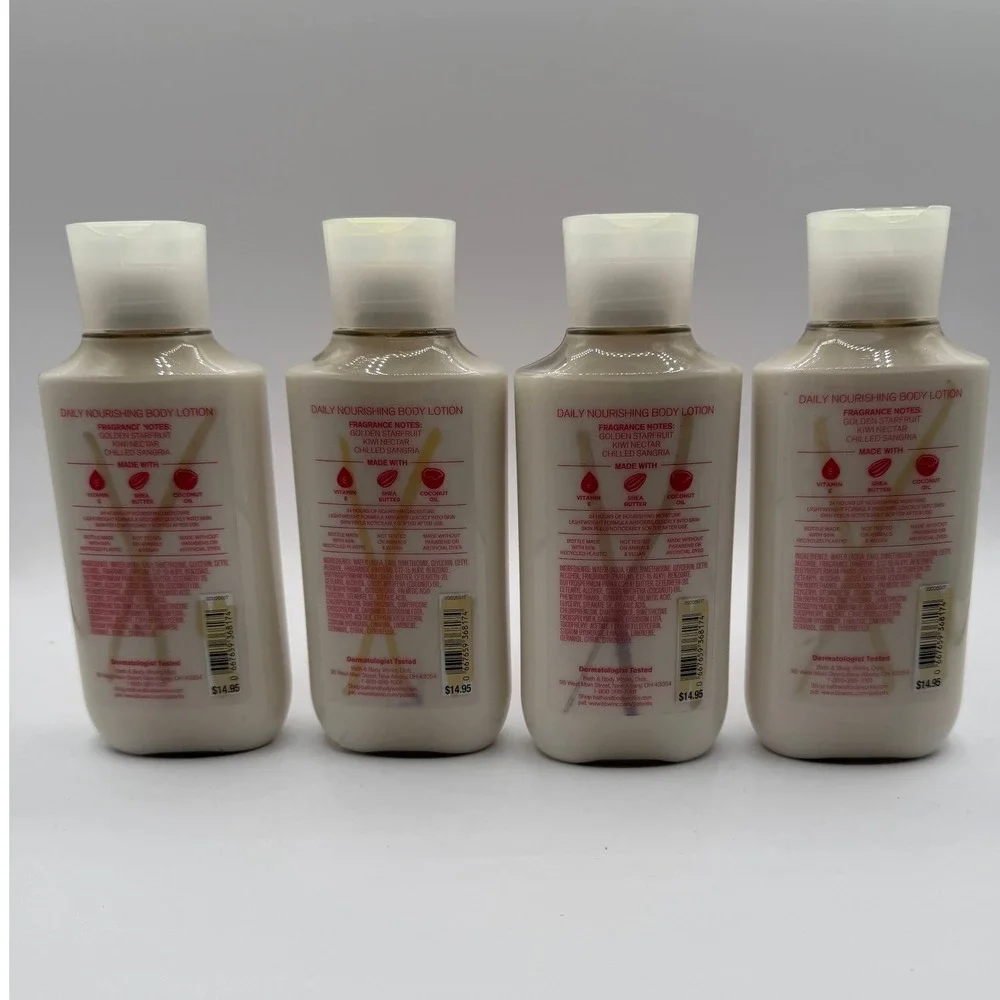 Bath & Body Works Starfruit Sangria Daily Nourishing Body Lotion 8oz Set of 4